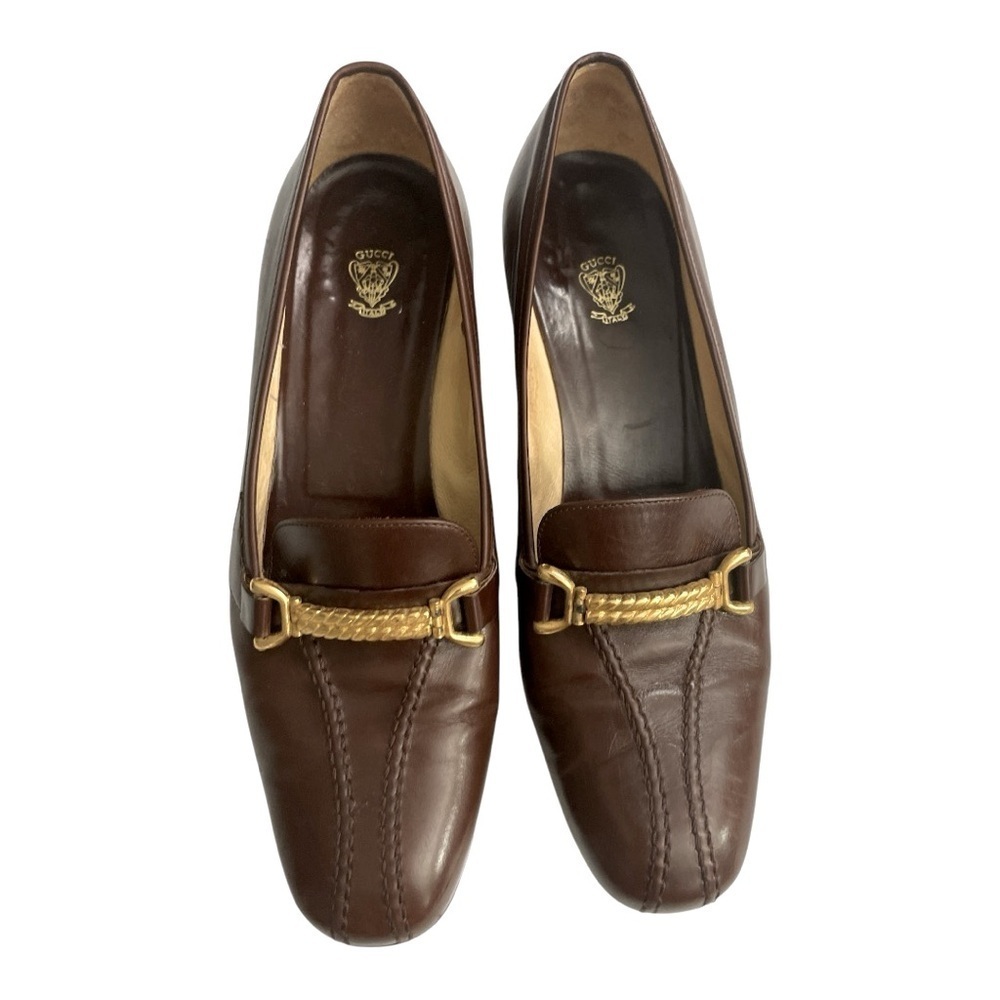 VTG Gucci Horsebit Womens Slip On Pumps Shoes Brown Leather Size 
(US 7.5) - Picture 4 of 10